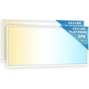 image:imageSunco 2x4 LED Flat Panel Light Drop Ceiling Office Shop Commercial Warehouse Fixture 6500 Lumens Selectable Features 30W40W50W 4000K5000K6000K Dimmable 010V Dustproof ETL 2 Pack3 CCT in One 4000K  5000K  6000K
