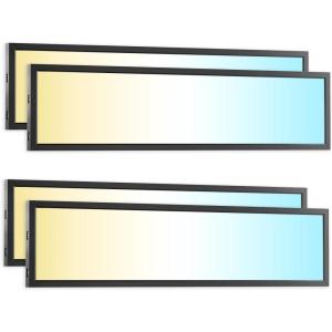 image:imageSunco 4 Pack 1x4 LED Flat Panel Light Dual Selectable CCT 3500K4000K5000K amp Selectable Wattage 30W40W46W 5700LM 010V Dimming Matte Black Drop Ceiling Fixture  ETL DLC