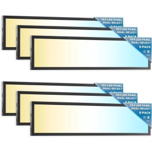image:imageSunco 6 Pack 1x4 LED Flat Panel Light Dual Selectable CCT 3500K4000K5000K amp Selectable Wattage 30W40W46W 5700LM 010V Dimming Surface Mount Matte Black Drop Ceiling Fixture  ETL DLC