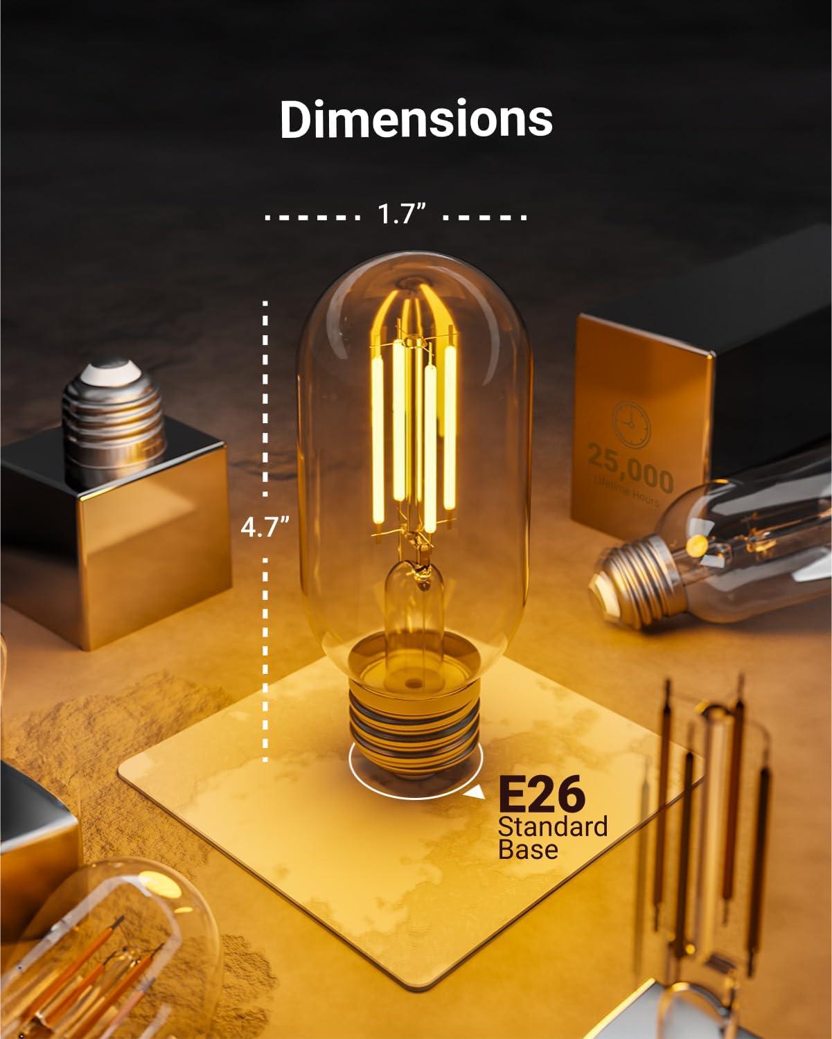 image:imageSunco 6 Pack T45 Edison Bulbs E26 LED Bulb 60 Watt Equivalent Filament Vintage Light Bulbs Clear Decorative Tubular Light Bulb 7W 2700K Soft White Dimmable 700 LM Medium Base Wet Rated UL6 Pack