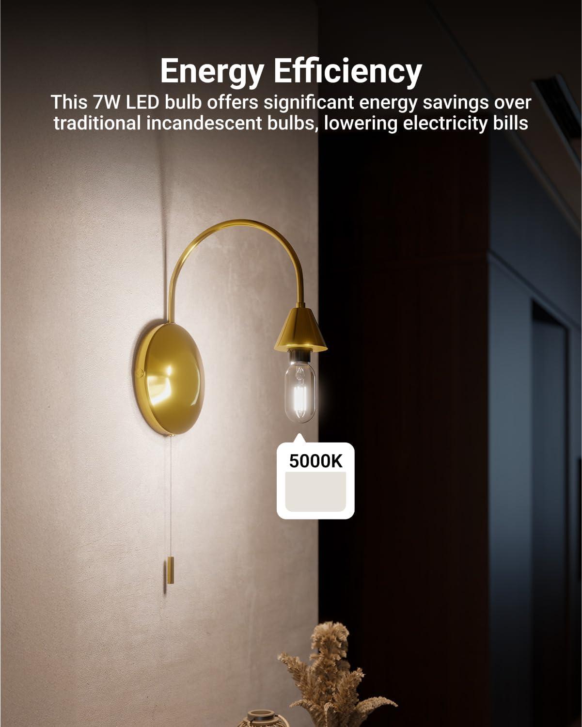 image:imageSunco 6 Pack T45 Edison Bulbs E26 LED Bulb 60 Watt Equivalent Filament Vintage Light Bulbs Clear Decorative Tubular Light Bulb 7W 2700K Soft White Dimmable 700 LM Medium Base Wet Rated UL12 Pack