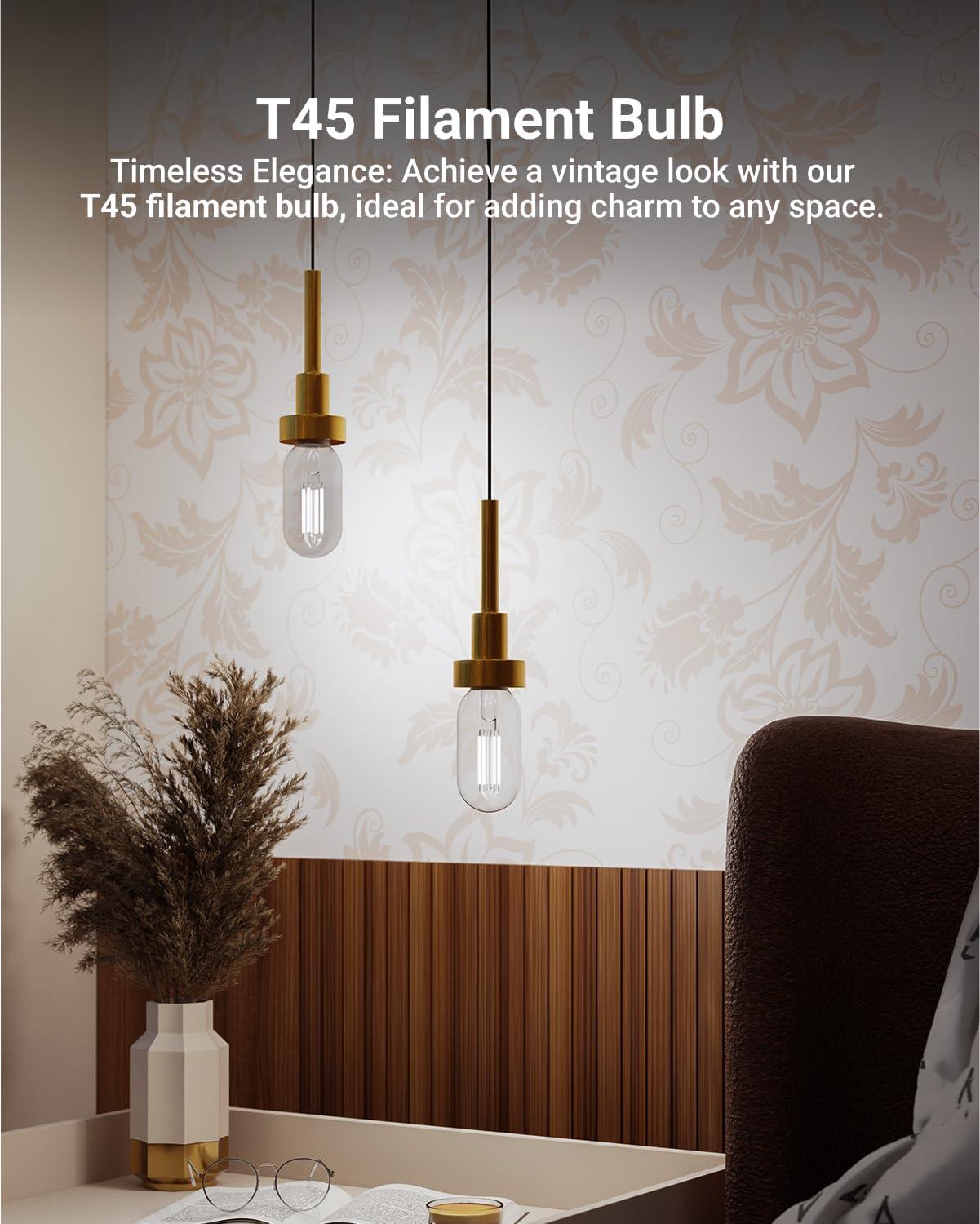image:imageSunco 6 Pack T45 Edison Bulbs E26 LED Bulb 60 Watt Equivalent Filament Vintage Light Bulbs Clear Decorative Tubular Light Bulb 7W 2700K Soft White Dimmable 700 LM Medium Base Wet Rated UL12 Pack