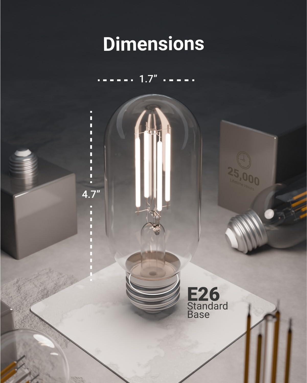 image:imageSunco 6 Pack T45 Edison Bulbs E26 LED Bulb 60 Watt Equivalent Filament Vintage Light Bulbs Clear Decorative Tubular Light Bulb 7W 2700K Soft White Dimmable 700 LM Medium Base Wet Rated UL6 Pack