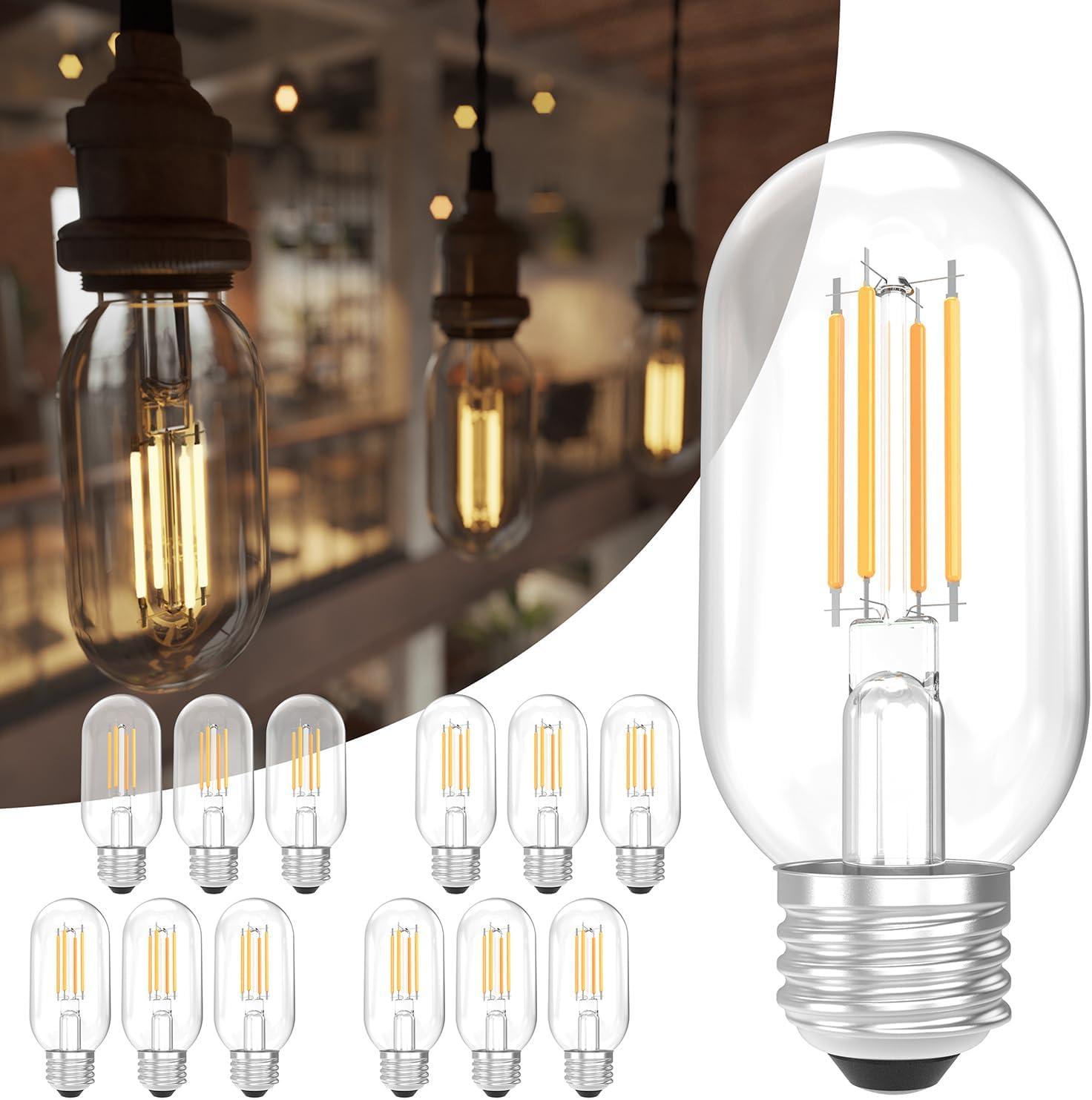 image:imageSunco 6 Pack T45 Edison Bulbs E26 LED Bulb 60 Watt Equivalent Filament Vintage Light Bulbs Clear Decorative Tubular Light Bulb 7W 2700K Soft White Dimmable 700 LM Medium Base Wet Rated UL12 Pack