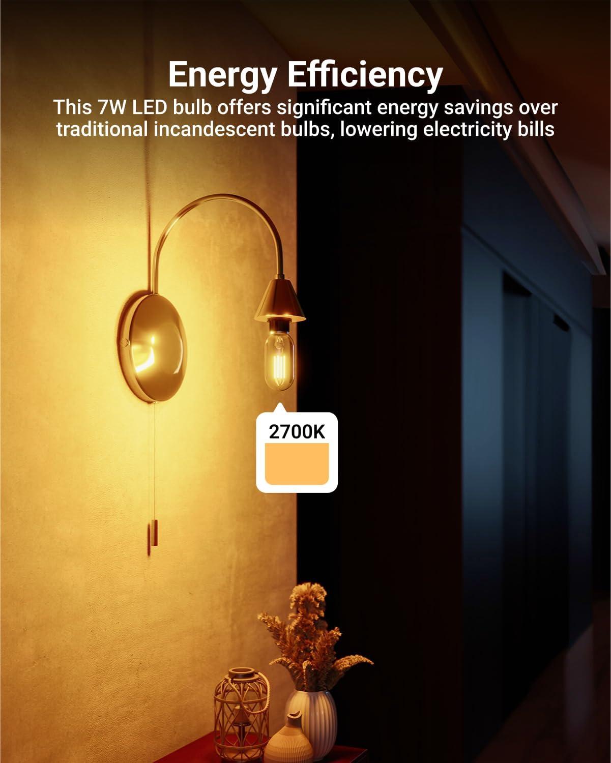 image:imageSunco 6 Pack T45 Edison Bulbs E26 LED Bulb 60 Watt Equivalent Filament Vintage Light Bulbs Clear Decorative Tubular Light Bulb 7W 2700K Soft White Dimmable 700 LM Medium Base Wet Rated UL12 Pack