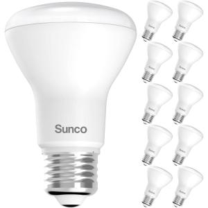 image:imageSunco 10 Pack BR20 LED Bulb Dimmable Small Recessed Lighting Bulbs R20 Mini Flood Light Indoor 550 LM 7W 50W Equivalent 2700K Soft White E26 Base Can Light for Home Kitchen Bedroom UL10 Count Pack of 1