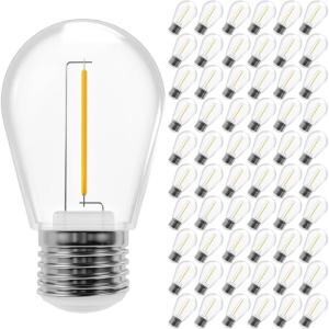 image:imageSunco 60 Pack LED S14 NonDimmable Shatterproof amp Waterproof Outdoor Vintage Backyard Patio Bright String Light Accessories Bulb 100 Lumens 2200K Amber Glow amp Wattage 1W AC120V  ETL amp FCC