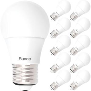 image:imageSunco A15 LED Light Bulbs 10 Pack  60W Equivalent 800 Lumens Dimmable Appliance amp Ceiling Fan Bulb 3000K Soft White E26 Medium Base A15 Bulb for Refrigerator amp Indoor Lighting UL ListedWhite 6k