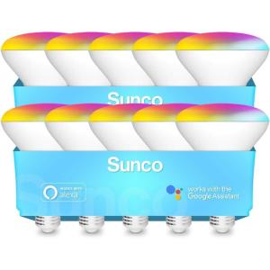 image:imageSunco BR30 Alexa Smart Flood Light Bulb Color Changing LED Recessed WiFi Bulb 8W RGB CW Dimmable 650 LM Compatible with Alexa amp Google Assistant E26 Base No Hub Required 10 Pack10 Count Pack of 1