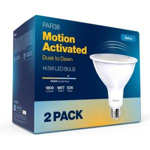image:imageSunco PAR38 Dusk to Dawn Outdoor Lighting Flood Light Bulb 150W Eq 5000K Daylight Motion Activated Motion Sensor Flood Lights Compatible E26 Base for Porch Garage Yard UL 2 Pack2 Pack