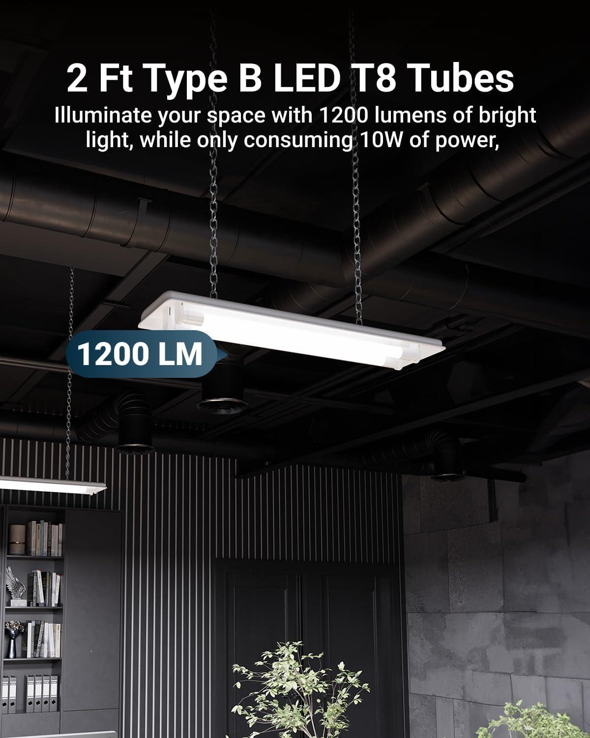 image:imageSunco 12 Pack 2ft LED T8 Clear Glass Tube for Indoor Replacement Fluorescent Commercial Office Hallway Warehouse Type B 10W 1200 Lumens 5000K Daylight NonDimmable 100277V 50000 Hour Lifetime
