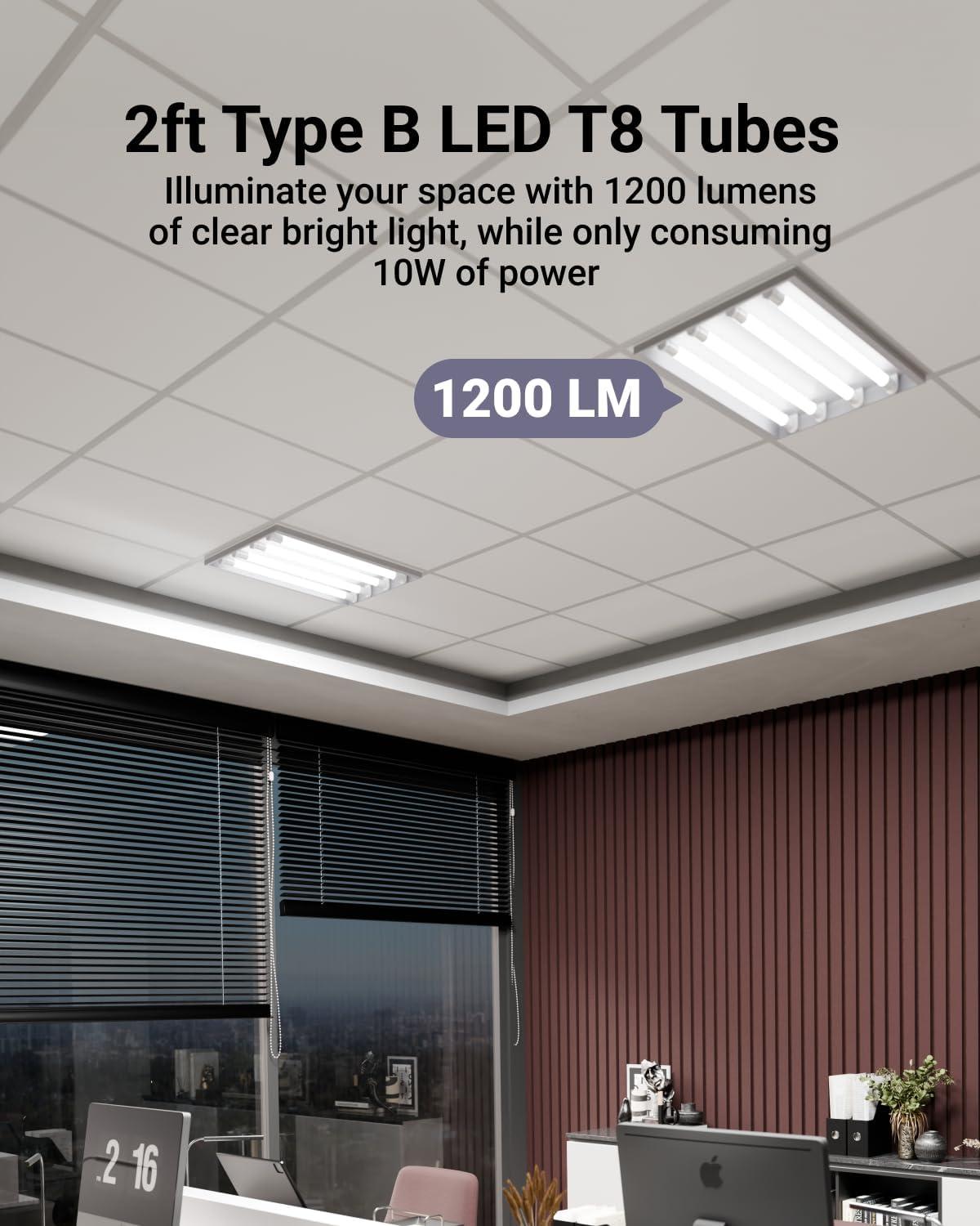 image:imageSunco 24 Pack 2ft LED T8 Frosted Glass Tube for Replacement Fluorescent Commercial Work Office Hallway Warehouse Type B 10W 1200 Lumens 5000K Daylight NonDimmable 100277V 50000 Hour Lifetime