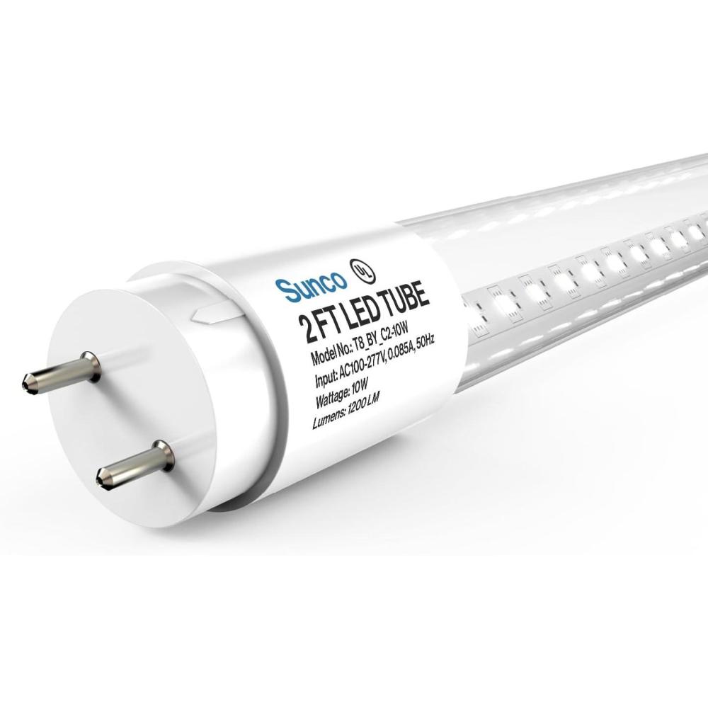 image:imageSunco 2ft LED T8 Frosted Glass Tube for Replacement Fluorescent Commercial Work Office Hallway Warehouse Type B 10W 1200 Lumens 5000K Daylight NonDimmable 100277V 50000 Hour Lifetime