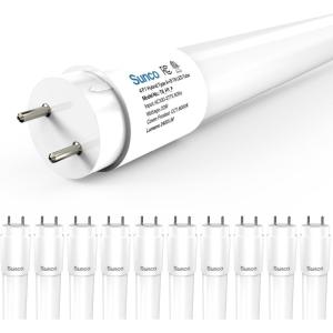 image:imageSunco 10 Pack T8 LED Bulbs 4 Foot 48 Inch Tube Light Bulbs Fluorescent Replacement Single or Double Ended Hybrid Type AB 2400 LM 20W 5000K Daylight Frosted Lens ETL6000k Daylight Deluxe