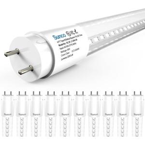 image:imageSunco 10 Pack T8 LED Bulbs 4 Foot LED Fluorescent Tube Replacement 4ft LED Tube Light Ballast Bypass 2200 LM 18W 6000K Daylight Deluxe Single Ended Power Clear Lens ULWhite 6k