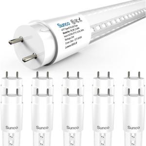 image:imageSunco 10 Pack T8 LED Tubes 4FT Fluorescent Replacement 48 Inch 24W 3000LM 5000K Daylight Single Ended Power Type B Clear Lens UL5000k Daylight