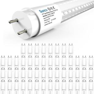 image:imageSunco 50 Pack T8 LED Bulbs 4 Foot LED Fluorescent Tube Replacement 4ft LED Tube Light Ballast Bypass 2200 LM 18W 4000K Cool White Single Ended Power Clear Lens UL