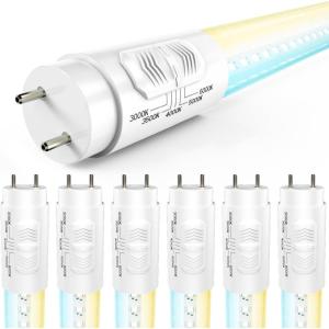 image:imageSunco 6 Pack T8 LED Bulbs 4 Foot LED Fluorescent Tube Replacement 4ft LED Tube Light Ballast Bypass 18W 2200 LM Selectable CCT 3000K3500K4000K5000K6000K Single Ended Power Clear Lens UL