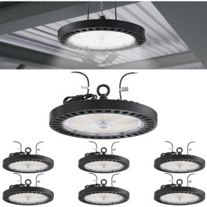 image:imageSunco 6 Pack UFO LED High Bay Light 200W 28000 Lumens 5000K 120277V Dimmable 010V Ultra Bright Commercial Shop Lights for Warehouse Factory Workshop Garage amp Barn Ceiling Mount IP54 UL5000K Daylight