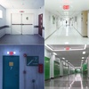 image:imageSunco 2 Pack Red LED Exit Sign with Emergency Lights Two Adjustable Square Head Lights 94V0 Fire Resistant Backup Battery 120277V Wall or Ceiling Mount Commercial Grade Double Sided UL