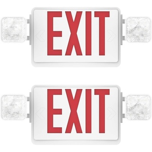 image:imageSunco 2 Pack Red LED Exit Sign with Emergency Lights Two Adjustable Square Head Lights 94V0 Fire Resistant Backup Battery 120277V Wall or Ceiling Mount Commercial Grade Double Sided UL