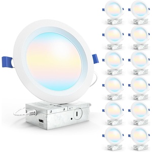 image:imageSunco 12 Pack 4 Inch Recessed Lights LED Baffle Trim Selectable CCT 2700K3000K4000K5000K6000K Dimmable 10W Canless with Junction Box6 Inch