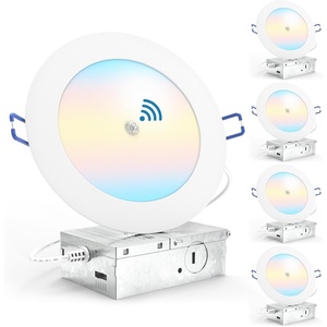 image:imageSunco Motion Sensor Recessed Light 6 Inch LED Slim Downlight with Junction Box 1000 Lumens Selectable CCT 2700K3000K4000K5000K6000K14W ULETL 4 Pack4 Pack