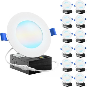 image:imageSunco 12 Pack 5CCT 4 Inch Ultra Thin LED Recessed Ceiling Lights Slim 800 Lumens High Brightness 2700K3000K3500K4000K5000K Selectable Dimmable 10W Canless Wafer with Junction Box5 CCT in One 2700K  3000K  3500K  4000K  5000K