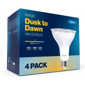 image:imageSunco 4 Pack PAR30 LED Dusk to Dawn Light Bulbs 850 Lumens 11W 5000K Daylight NonDimmable E26 Wet Rated Outdoor Flood Light Bulb with Photocell Sensor for Porch Patio Backyard UL4000k Cool White