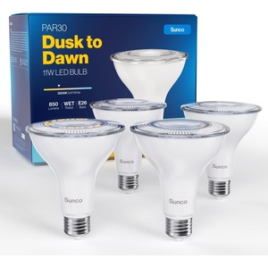 image:imageSunco 4 Pack PAR30 LED Dusk to Dawn Light Bulbs 850 Lumens 11W 5000K Daylight NonDimmable E26 Wet Rated Outdoor Flood Light Bulb with Photocell Sensor for Porch Patio Backyard UL3000k Soft White