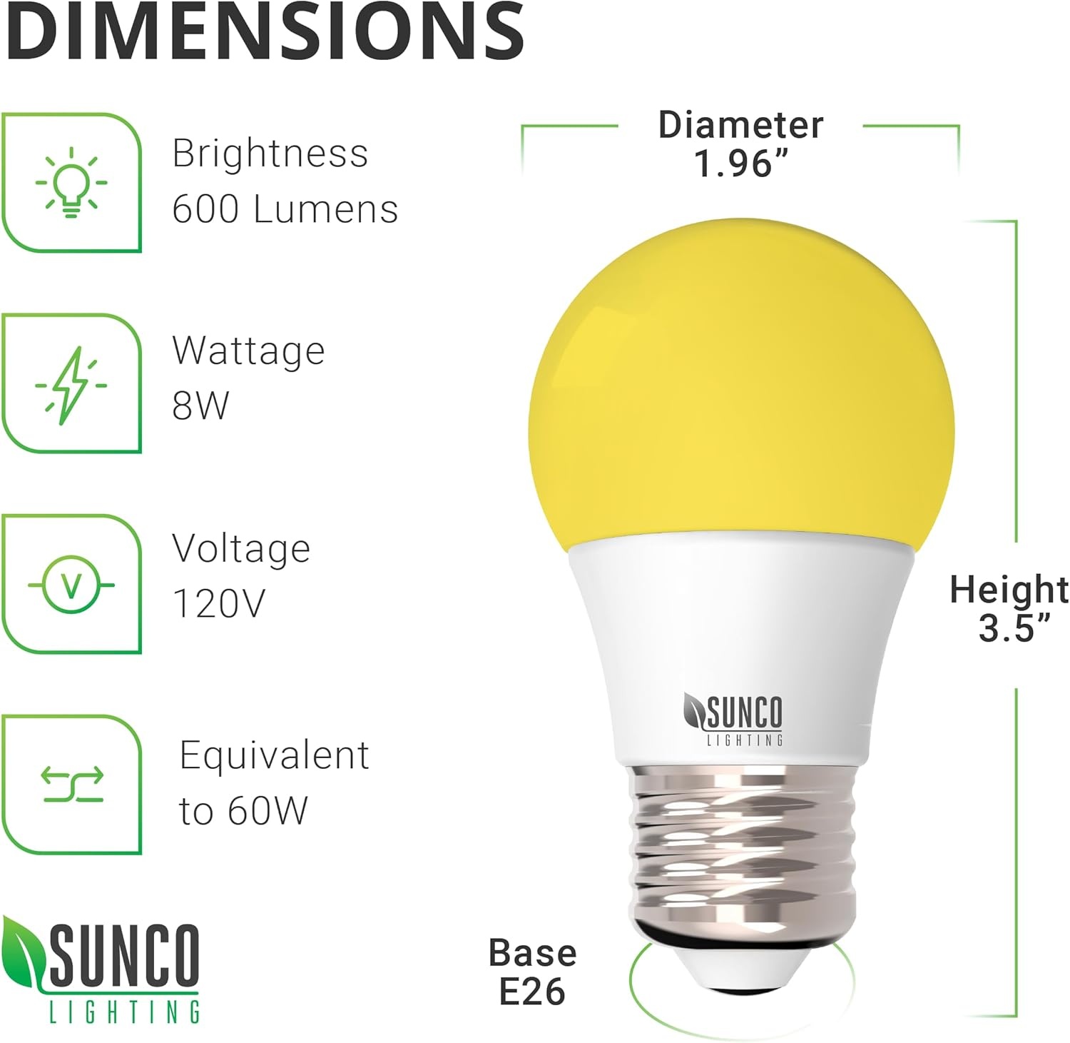 image:imageSunco LED Bug Light Bulbs Outdoor A15 Yellow Bug Repellent Porch Light 8W Dimmable 2000K Amber Glow E26 Medium Base Instant On Flicker Free UL Listed 6 Pack6 Count Pack of 1