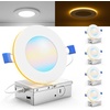image:imageSunco 6 Inch LED Recessed Light with Night Light Canless Recessed Lighting 1500 LM 15W 150W Equivalent Selectable CCT 2700K3000K4000K5000K6000K Dimmable with Junction Box 4 PackWhite 5cct