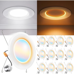 image:imageSunco 12 Pack 5CCT LED Recessed Lighting 4 Inch with Night Light 2700K3000K4000K5000K6000K Selectable Dimmable Lights 8W 770LM Damp Rated Retrofit Installation  ETL6 inch