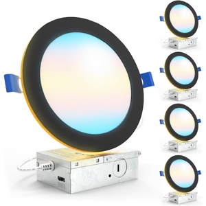image:imageSunco 6 Inch LED Recessed Light with Night Light Canless Recessed Lighting 1500 LM 15W 150W Equivalent Selectable CCT 2700K3000K4000K5000K6000K Dimmable with Junction Box 4 PackBlack 5cct