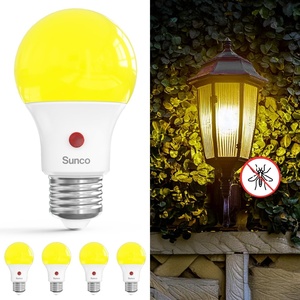 image:imageSunco Yellow Light Bulbs Outdoor A19 LED Bug Lights for Outside Dusk to Dawn 480 LM 9W 2000K Amber Glow Auto OnOff Photocell Sensor E26 Base for Porch Patio Deck Backyard UL 4 Pack2000k Amber Glow