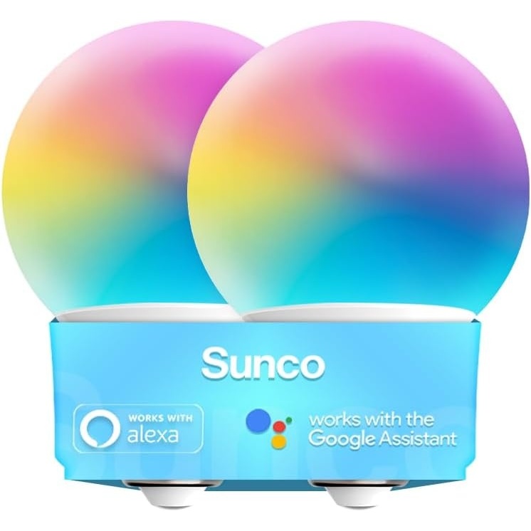 image:imageSunco Smart Globe Bulbs G25 LED Alexa Compatible LED Decorative Round Vanity Bulbs 5W Color Changing RGBCW Dimmable WiFi Vanity Smart Bulbs for Amazon Alexa Google Assistant 2 Pack