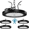 image:imageSunco High Bay LED Shop Light with Motion Sensor for Garage or Workshops 240W 36000 Lumens 5000K Daylight Dimmable 010V IP65 Waterproof ULDLC 4 Pack