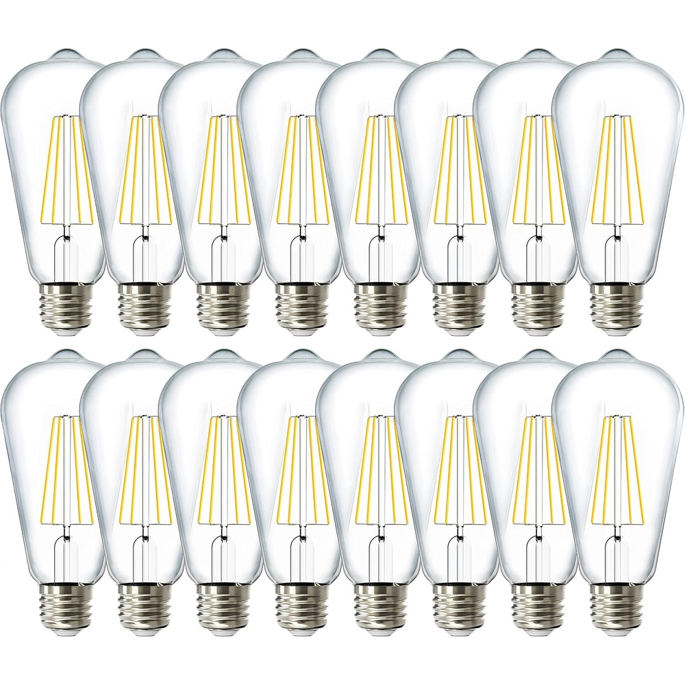 image:image24 Pack Edison Bulbs LED ST64 Clear Vintage Filament Waterproof Bulb 800 LM 8W 60W Equivalent ST19 3000K Warm White E26 Medium Base Decorative Dimmable ULWhite 3k