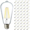 image:image24 Pack Edison Bulbs LED ST64 Clear Vintage Filament Waterproof Bulb 800 LM 8W 60W Equivalent ST19 3000K Warm White E26 Medium Base Decorative Dimmable ULWhite 27k