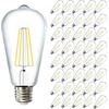 image:image24 Pack Edison Bulbs LED ST64 Clear Vintage Filament Waterproof Bulb 800 LM 8W 60W Equivalent ST19 3000K Warm White E26 Medium Base Decorative Dimmable ULWhite 4k