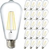 image:image24 Pack Edison Bulbs LED ST64 Clear Vintage Filament Waterproof Bulb 800 LM 8W 60W Equivalent ST19 3000K Warm White E26 Medium Base Decorative Dimmable ULWhite 4k