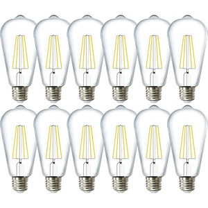 image:image12 Pack Edison Bulbs LED ST64 Clear Vintage Filament Waterproof Bulb 800 LM 85W 60W Equivalent ST19 2700K Warm White E26 Medium Base Decorative Dimmable UL3000k Warm White