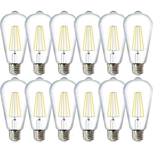 image:image12 Pack Edison Bulbs LED ST64 Clear Vintage Filament Waterproof Bulb 800 LM 85W 60W Equivalent ST19 2700K Warm White E26 Medium Base Decorative Dimmable UL2700k Soft White