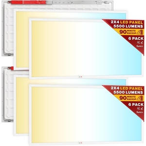 image:imageSunco 6 Pack 2x4 LED Flat Panel Light Drop Ceiling Office Fixture with Emergency Battery Backup 90 Minute Duration 6400 LM Selectable Features 304050W 400050006000K Dimmable 010V ETL