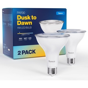 image:imageSunco 2 Pack PAR30 LED Dusk to Dawn Light Bulbs 850 Lumens 11W 5000K Daylight NonDimmable E26 Wet Rated Outdoor Flood Light Bulb with Photocell Sensor for Porch Patio Backyard UL2700k Soft White
